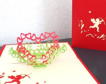 I Love You- Cupid - 3d - Pop up Card - Valentines Day -Anniversary- Birthday - Engagement (sku056)