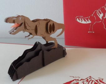 T Rex -Tyrannosaurus -Dinosaur - 3D - Pop up Card -Birthday (sku175b)