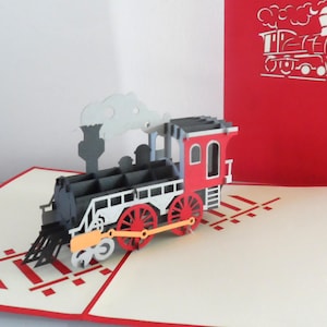 Steam Train- 3D Pop up card-  Birthday - Retirement (sku178)