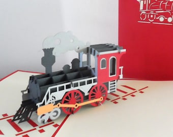 Steam Train- 3D Pop up card- Birthday - Retirement (sku178)