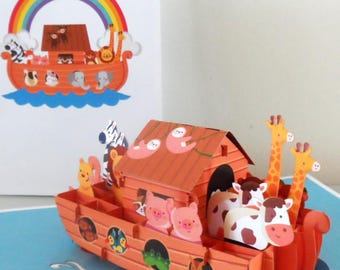Noah's Ark animals -3d - Pop up Card -SKU176