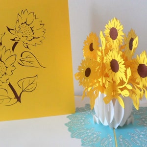Sunflowers - Sonnenblume - 3D - Pop Up Karte - Geburtstag - Gute Besserung- (sku072)