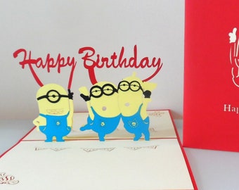 Minions Happy Birthday 3D Pop up Card (sku174)