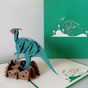 Dinosaure -3j - Carte pop-up - Fête des Pères- Anniversaire - Retraite (sku172)