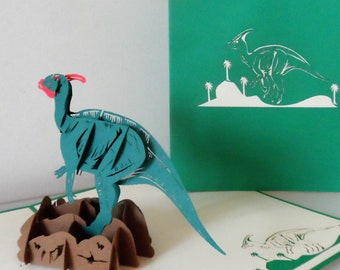Dinosaur -3d - Pop up Card - Fathers Day- Birthday -Retirement (sku172)