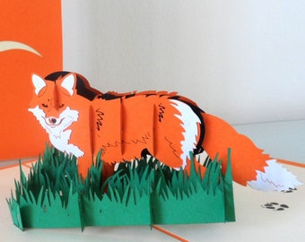 Fox-3D- Pop up Card - Father's day - Birthday- Anniversary- (sku052)