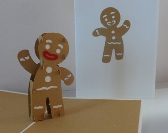 Gingerbread Man Gingy - Cookies - Biscuits - 3D Pop up Card-  -Birthday- Children (sku013)