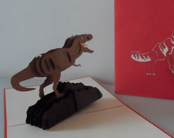 T Rex -Tyrannosaurus -Dinosaur - 3D - Pop up Card -Fathers day-  Birthday (sku175b)