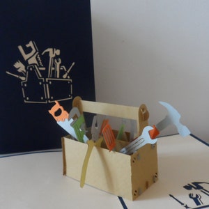 Kit de caixa de ferramentas Handy Person 3D Pop-up Card - Dia dos Pais - Aniversário - Aposentadoria - Nova casa - Obrigado (sku118)