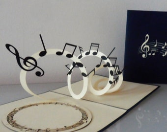 Musical Notes 3D Pop up Card- Birthday-Fathers day - Congratulations- (sku179)