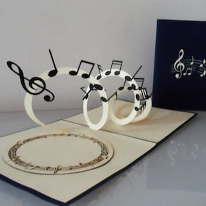 Carte pop-up 3D Notes de musique - Fête des Pères - Anniversaire - Félicitations - (sku179)