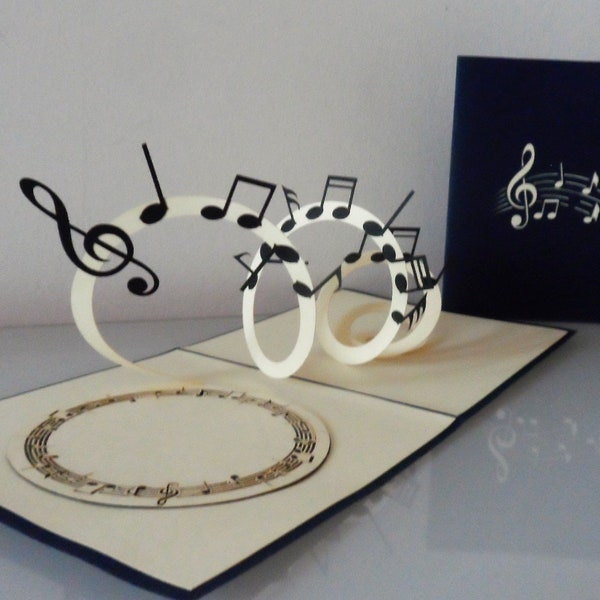 Carte pop-up 3D Notes de musique - Anniversaire - Félicitations pour la fête des Mères - (sku179)