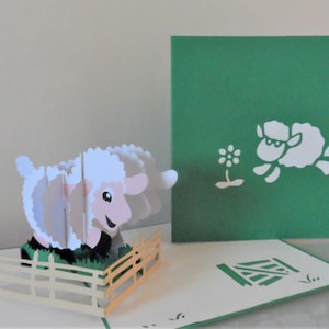 Ovelha - Cordeiro no campo - 3D - Cartão pop-up - Dia dos pais - Aniversário - Novo bebê - (sku061)