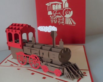 Steam Train- 3D Pop up card-  Birthday - Retirement (sku178)
