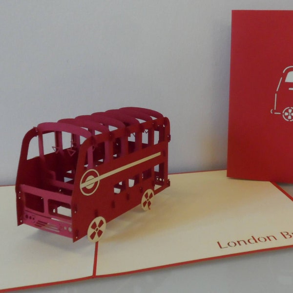 London Bus - Carte pop-up 3D - Anniversaire - Bon voyage - Blanc (sku132)