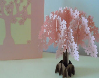 Pink Cherry Blossom Tree - 3D - Pop up Card - Birthday - Anniversary - Get well (SKU145a)