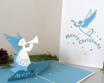 Angel Christmas card - Noel - 3D - Pop up Card - (sku411)