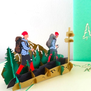 Hikers- Walkers- Mountaineers - 3d - Pop up Card -  Birthday- Retirement-Holiday (sku046)