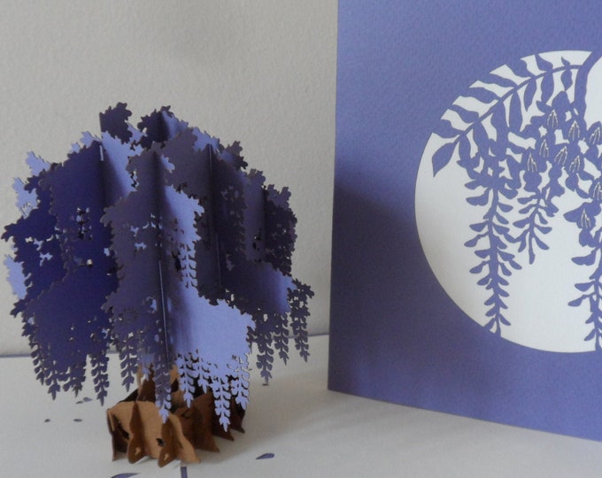 Featured listing image: Purple Wisteria 3D - Pop up Card  -  Birthday-Get Well - (sku002) -