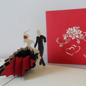 Flamenco Ballroom Dancers 3D Pop up Card Mothers Day Birthday Anniversary Love-Retirement Blank sku 009 image 1