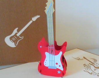Electric Guitar -3D - Pop up Card -Birthday- Good Luck (sku120)