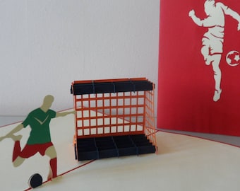Footballer Goal In the Net -3D- Pop up Card-Fathers Day- Birthday - Well Done - Congratulations Blank (sku032)