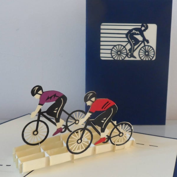 Cyclists Bikers Cycling-3d - Carte contextuelle - Fête des pères - Anniversaire - Félicitations (sku048)