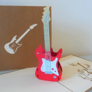 Chitarra elettrica - 3D - Biglietto pop-up - Festa del papà - Compleanno - Buona fortuna (sku120)