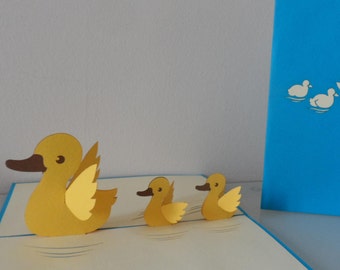 Ducks - New Baby - Baby - 3D - Pop up Card  - Birthday- Children- Baby Shower - Christening (sku129)