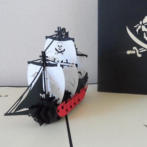 Pirate Ship -3D -Pop up Card- Birthday- Holiday (sku001a)