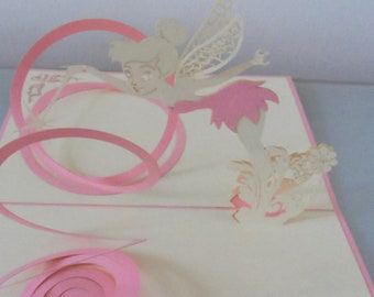 Tinker Bell - Fairy - 3D - Pop up Card  - Birthday - New Baby- Christening (sku155)