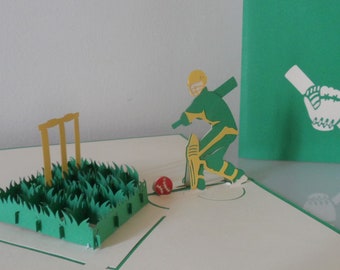 Cricket- Batsman-Batter- 3D - Pop up Card - Fathers Day- Birthday-Retirement (sku160)