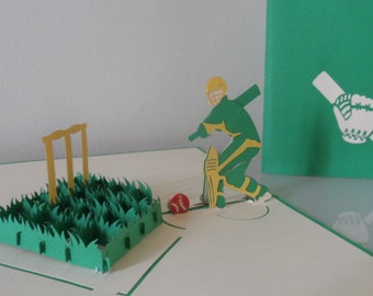 Cricket- Batsman-Batter- 3D - Pop up Card -Fathers day - Birthday-Retirement (sku160)