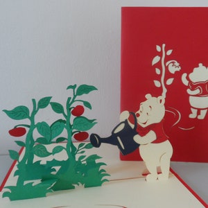 Ursinho Pooh - Jardim Secreto - 3D - Cartão Pop-up - Aniversário - Batizado - Crianças (SKU150a)