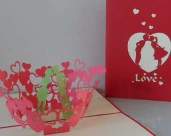 Couple Kissing- Love  Heart 3D - Pop up Card- Love -Engagement (sku055)