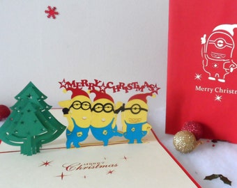 Minions Christmas 3D - Pop up Card  (sku406)