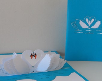 Swans- 3d- Pop up Card - Love - Engagement- Wedding -Anniversary (sku003)