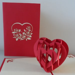 Rotes Herz 3D - Pop Up Karte - für Jubiläumshochzeit (sku016)