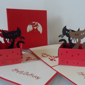 Joyeux anniversaire chats 3D - Carte pop-up - Anniversaire (sku 025)