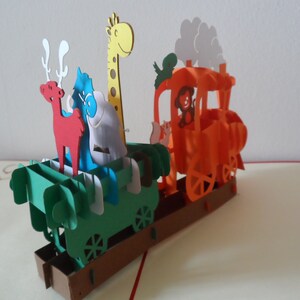 Train - Animaux - 3D - Carte contextuelle - Enfants - (sku018)