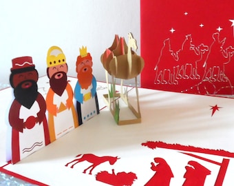 3 Wise Men and Christmas Nativity Scene-  3d Pop up Card  (sku421)