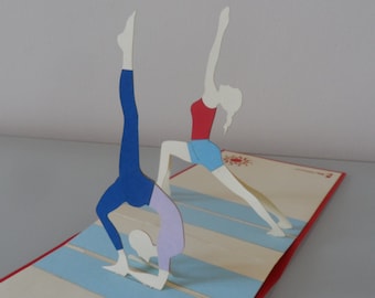 Yoga Pilates Fitness 3D - Pop up Card -Fathers Day-Happy Birthday - Get well- Good Luck (sku114)