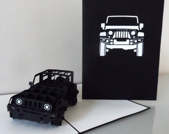 Jeep Vehicle Overlander 4x4 -3D - Pop up Card -Fathers day - Birthday -Bon Voyage- Good luck (SKU113)