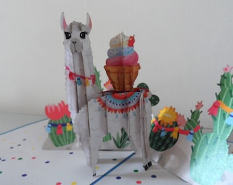 Llama- 3D pop up card - Mothers Day -Birthday  (sku170)