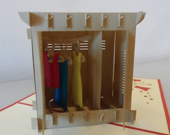 Wardrobe- Clothes-3D - Pop up Card  - New Home- Birthday  (sku116)