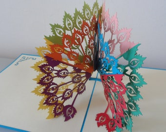 Peacock-bird-3D- Pop up Card - Mothers Day -Graduation -Birthday - Congratulations (sku108)