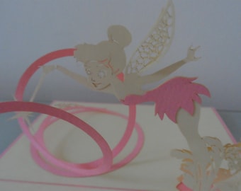 Tinker Bell - Fairy - 3D - Pop up Card -Birthday -New Baby- Christening (sku155)