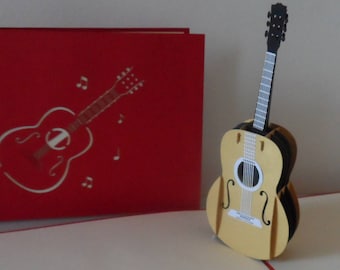 Guitar Musical Instrument - 3d Pop up Card - Fathers day - Birthday - Congratulations (sku022)