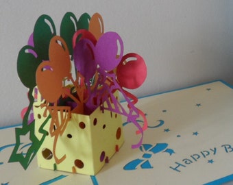 Happy Birthday -Box of Balloons -3D - Pop up Card -(sku015)