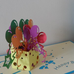Happy Birthday -Box of Balloons -3D - Pop Up Karte -(sku015)